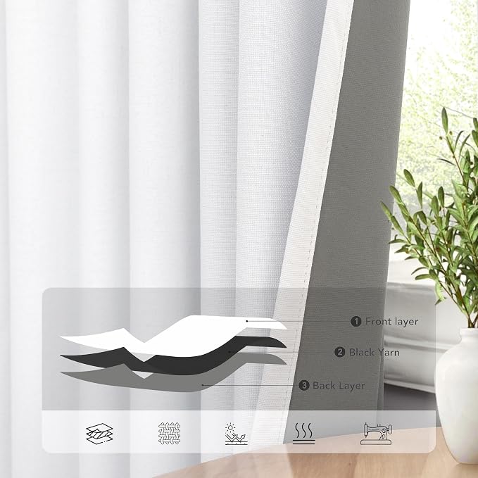 Complete Blackout Curtains White 80 Inches Long Kitchen Curtain Custom Drape - Image 7