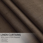 Chocolate Linen Curtains 84 Inch Length 2 Panels Set - Image 2