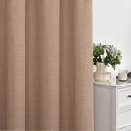 Mocha Brown Linen Semi Sheer Curtains 52X80 Inch Length - Image 7