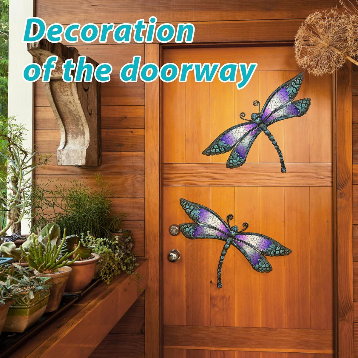 Metal Dragonfly Wall Decor, Handmade Mosaic Glass & Iron Art for Outdoor Garden, Patio, Fence, Vibrant Purple Wall Art Sculpture (15 Inch) - Bedroom, Living Room Decorative Ornaments