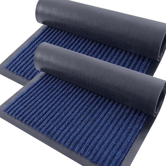 OLANLY 2-Pack Front Door Mats 71x47, Waterproof Heavy-Duty Doormats | Blue by OLANLY