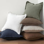 MIULEE Linen Fringe Decorative Fall Throw Pillow Covers Cocoa Brown 18x18 | Set - Image 5