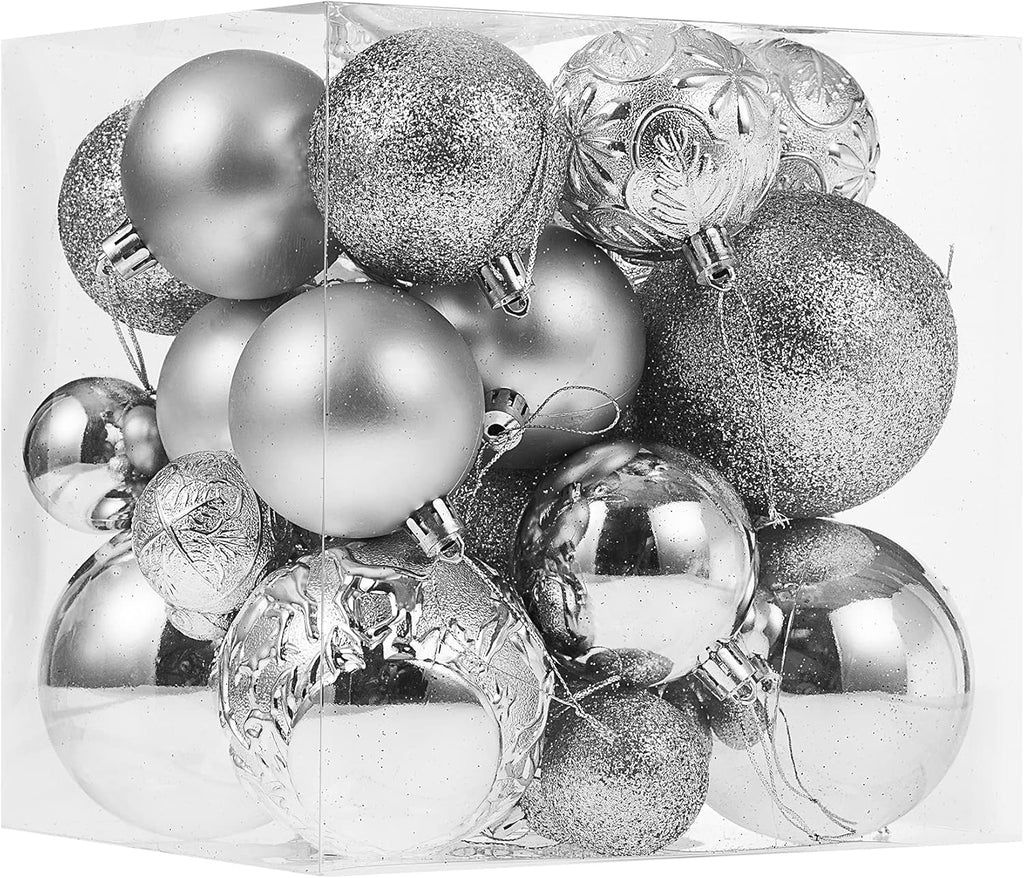 Christmas Ornaments for Xmas Trees,Silver Shatterproof Christmas Ball Ornaments