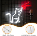 LISIGNVE Cat Handshake Neon Sign Human Beings and Animals Neon Light for Wall USB Light Up Sign Cat Led Sign for Pet Shop Bedroom School Museum Zoo (16.5”*12.6”)