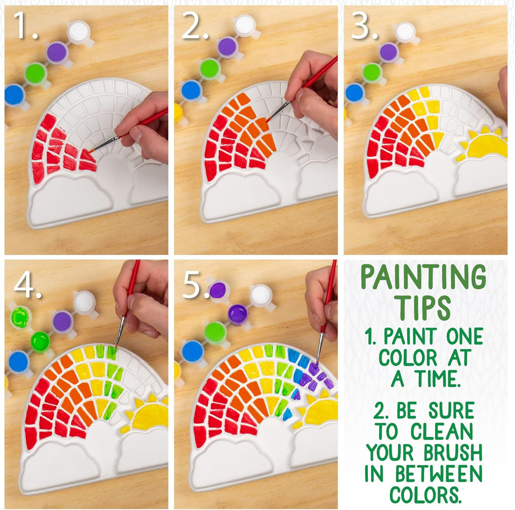 Creative Roots Paint Your Own Rainbow Stepping Stone Craft Kits for Kids, Ceramics to Paint, Ages 6+