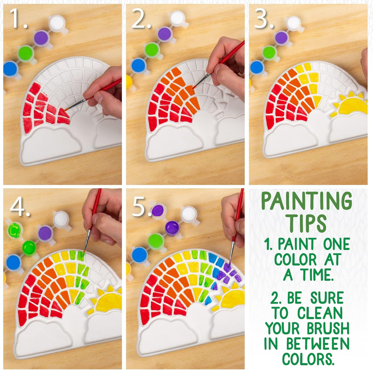 Creative Roots Paint Your Own Rainbow Stepping Stone Craft Kits for Kids, Ceramics to Paint, Ages 6+