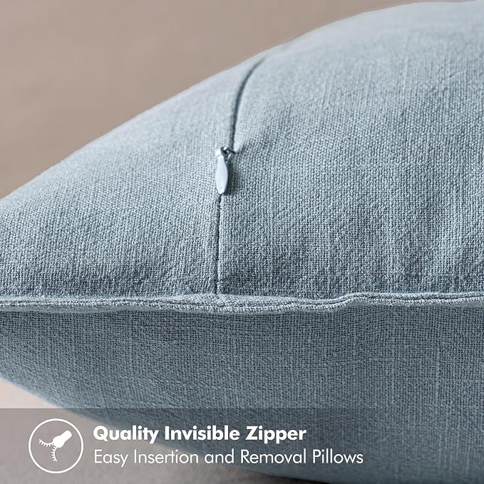 MIULEE Decorative Linen Euro Sham Pillow Covers 26x26 Blue Grey | Boho - Image 3