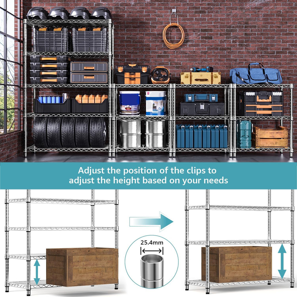 4080 lbs Steel Storage Shelving 6-Tier Utility Shelving Unit Steel Organizer Wire Rack for Home,Kitchen,Office,Garage, 17.7" D x 47.2" W x 72.3" H