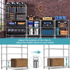 4080 lbs Steel Storage Shelving 6-Tier Utility Shelving Unit Steel Organizer Wire Rack for Home,Kitchen,Office,Garage, 17.7" D x 47.2" W x 72.3" H