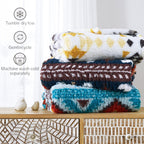 CASAAGUSTO Boho Sherpa Blanket, Aztec Twin Blanket, Ultra Soft, Warm, Cozy, Plush, Thick Fleece Western Blanket for Couch, Bed, Sofa (Navy Blue 60 * 80 Inch)
