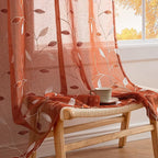 MIULEE Terracotta Sheer Fall Leaf Curtains Burnt Orange 2 Panels 52"x84" | by MIULEE