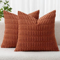 MIULEE Fall Euro Sham Corduroy Decorative Throw Pillow Covers 22x22 Rust | by MIULEE