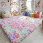 Amdrebio Rainbow Unicorn Large Fuzzy Rug 8x10 - Image 4