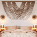 Large Macrame Wall Hanging Brown Die-Dyed 59.00" W x 31.00" L Boho Wall Decor Yarn Tapestry Craftsmanship Home Macrame Wall Decor