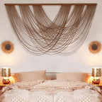Large Macrame Wall Hanging Brown Die-Dyed 59.00" W x 31.00" L Boho Wall Decor Yarn Tapestry Craftsmanship Home Macrame Wall Decor