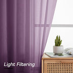 Simplebrand Plum Purple Sheer Curtains 84 Inches Long 2 Panels, Light Filtering - Image 2