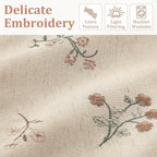 Floral Embroidered Light Filtering Curtains 63 Inch 2 Panels | Linen Blend - Image 3