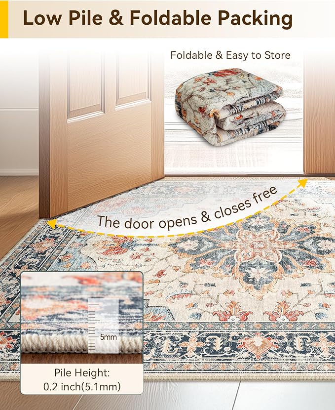 RELEANY Washable Area Rug, Runner 2'x9', Water Repellent, Pet Friendly - Image 4