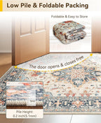 RELEANY Washable Area Rug, Water Repellent, Pet Friendly, Vintage Floral Boho - Image 4