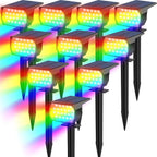 Solar Color Changing Spot Lights Outdoor Waterproof Colored RGB Solar Powered Landscape Lights for Yard 7 Lighting Modes Multicolor Solar Spotlights for Pathway Garden Outside (10 Pack)