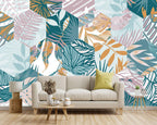 -Abstract Geometry Botanical Banana Leaf Fabric Wallpaper Living Room Bedroom Bathroom Tropical Plant Leaf Wall Mural- 91"x65"（ not Peel and Stick）