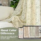 Green Vintage Floral Linen Curtains Farmhouse 38W X 90L 2 Panels | Elisa Series - Image 6