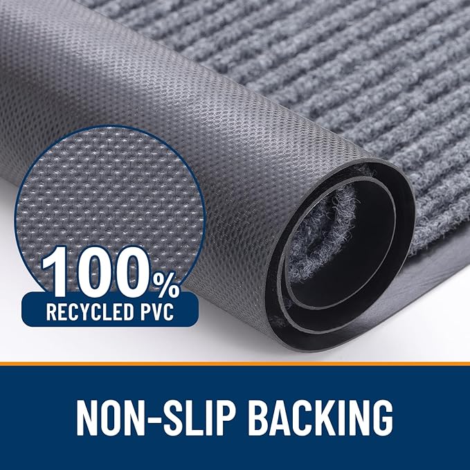 OLANLY 2-Pack Front Door Mats 71x23, Waterproof Heavy-Duty Doormats | Light Gray - Image 3