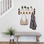 Sorbus Coat Hooks Wall Mount with Shelf – 24 Inch Coat Rack Wall Mount with 5 Heavy Duty Hooks – Floating Wall Shelf with Hooks for Entryway, Bathroom, Bedroom, Kitchen, or Mudroom (Maple Wood)
