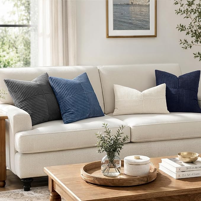 MIULEE Dusty Blue Decorative Euro Sham Pillow Covers 24x24 Inch 2 Pack | - Image 5