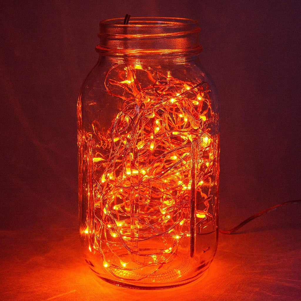 ANJAYLIA 2 Pack Orange String Lights for Halloween 30 LED Battery Operated Fairy Lights Twinkle Firefly Lights for Garden,Thanksgiving Day,Christmas Decoration