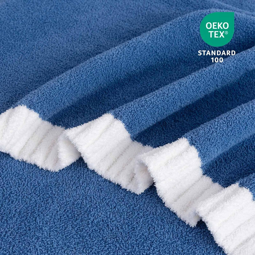 Soft Fuzzy Throw Blanket - Blue Cozy Warm Knit Fluffy Plush, Lightweight & Breathable, Throw for Bed, Chair, Sofa, Couch, Outdoor, 50"X60", Oeko-TEX Certified