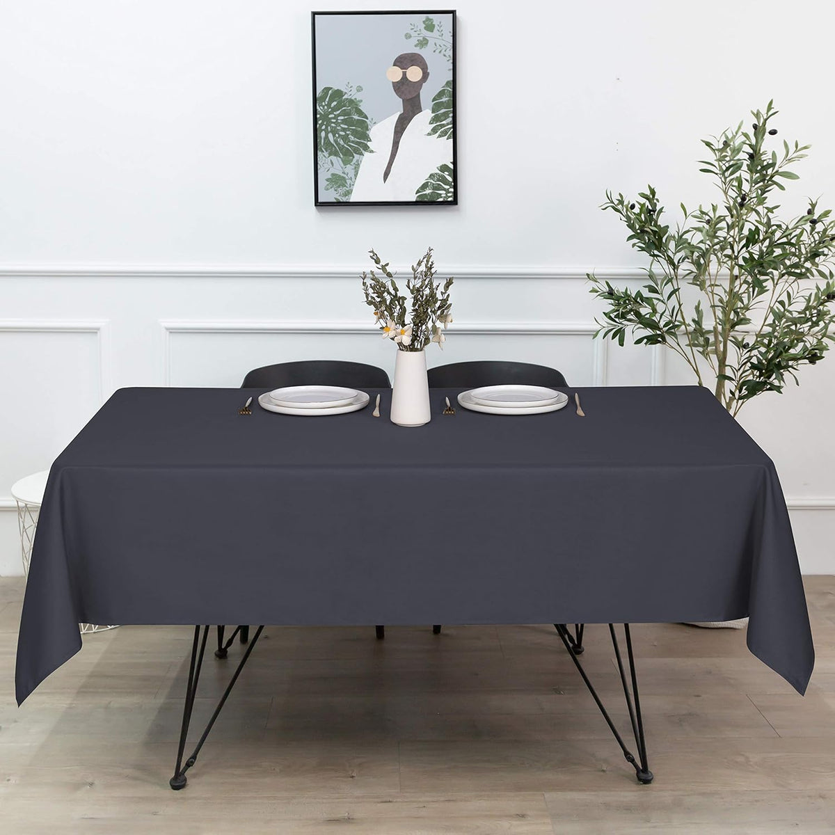 sancua Square Tablecloth - 60 x 60 Inch - Water Resistant Spill Proof Washable Polyester Table Cloth, Decorative Fabric Table Cover for Dining Tables, Buffet Parties and Camping, Grey