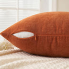 MIULEE Halloween Fall Burnt Orange Chenille Euro Pillow Covers, 22x22 | Set of 2 - Image 3