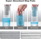 JOYMOOP Flat Mop Pads, Microfiber Mop Cleaning Pads, Washable Pads, Pads Replacement for JOYMOOP Flat Mop or Mop Bucket Set, Pack of 4 Refills 15inch - Grey and Stripe