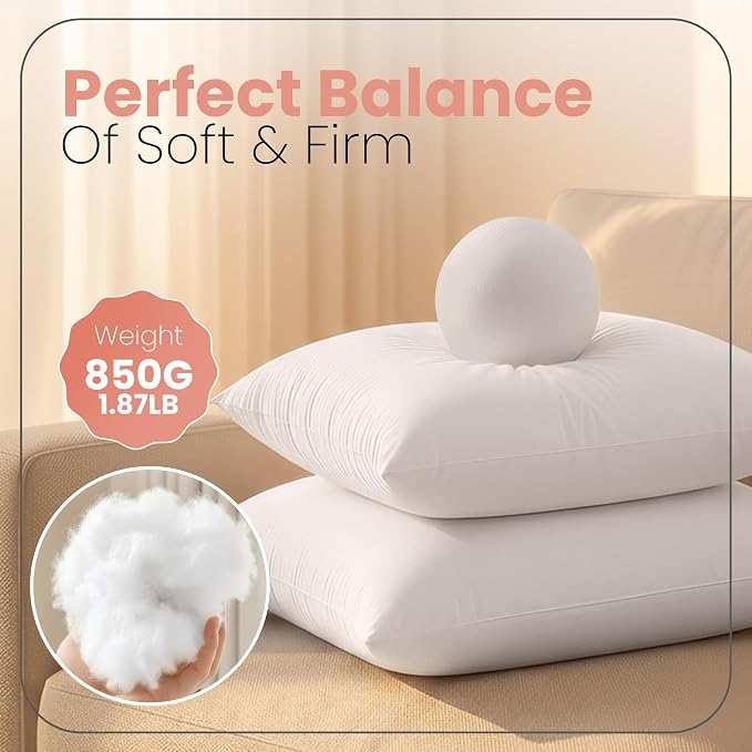 Utopia Bedding 24x24 Pillow Inserts, 2 Pack | Indoor cushion inserts - Image 2