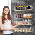 Spice Rack, 4-Pack Seasoning Organizer Wall Mount for Kitchen Storage Organization, Spice Holder Metal Shelf Saving Space for Cabinet, RV, Pantry, White