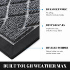 Yimobra Front Door Mat Outdoor Indoor 36x24, All-Season, All-Weather, Heavy Duty Welcome Door Mats Outside Entrance, Non Slip Porch Patio Entrance Mat, Black Gray