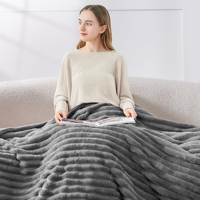 BEDELITE Striped Fleece Throw Blanket, Soft Cozy, Lightweight Warm, Machine - Image 6