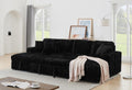 THSUPER Oversized U Shaped Plush Corduroy Fluffy Sectional Sleeper Sofa with Pull Out Bed and Double Storage Chaise for Living Room - Black