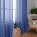 Simplebrand Royal Blue Sheer Curtains 63 Inch Length 2 Panels, Rod Pocket Solid - Image 4
