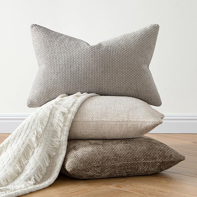 MIULEE Decorative Couch Throw Pillow Covers 20x20 Inch Neutral Khaki 2 Pack | - Image 4
