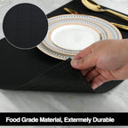 Black Placemats Set of 4 - Easy Clean Washable Vinyl Placemats - Wipeable Heat Proof Table Mats for Dining Table - 17x12 Inch (Pure Black, 4)
