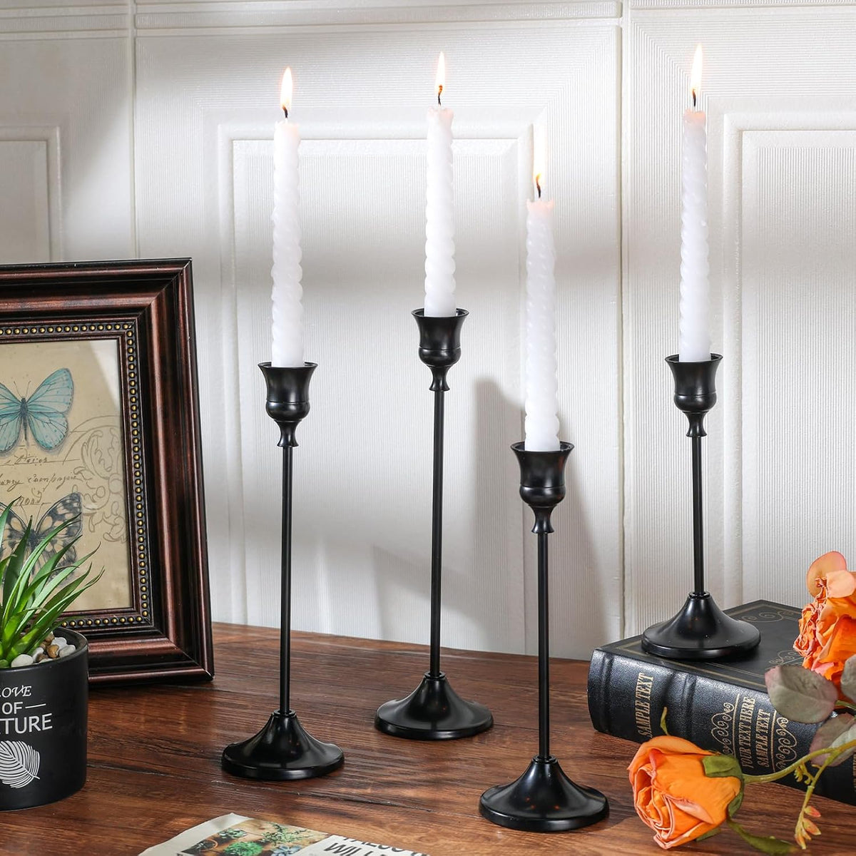 Candlestick Holders, 6PCS Metal Taper Candle Holder, Black Candle Holders for Candlesticks, Candle Holder for Halloween Decorations