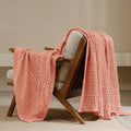 PHF 100% Cotton Waffle Weave Throw Blanket, Soft Lightweight Breathable Cozy Summer Throws for Couch Bed Sofa, Luxury Aesthetic Woven Blanket for Home Decor & Office, 50"x60", Canyon Clay