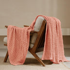 PHF 100% Cotton Waffle Weave Throw Blanket, Soft Lightweight Breathable Cozy Summer Throws for Couch Bed Sofa, Luxury Aesthetic Woven Blanket for Home Decor & Office, 50"x60", Canyon Clay