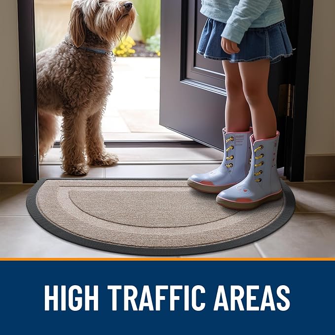 OLANLY Half Circle Front Door Mat Outside 59x34 All-Season Rubber Doormat | - Image 6