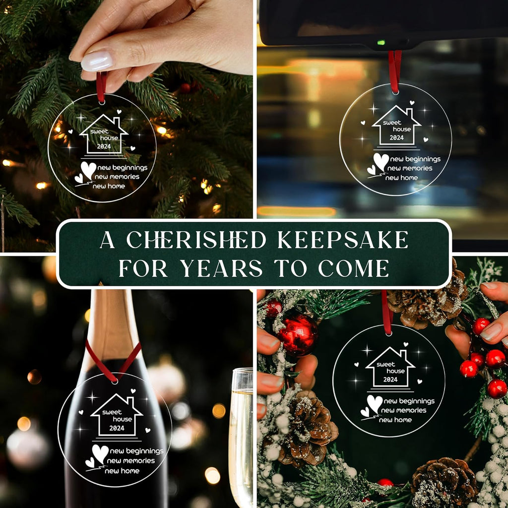New Home Ornament 2024 - Housewarming Gifts, 2024 Sweet Home, New House Presents for Women, Couple - New Home Gift Ideas 2024 for Christmas, Acrylic Ornament