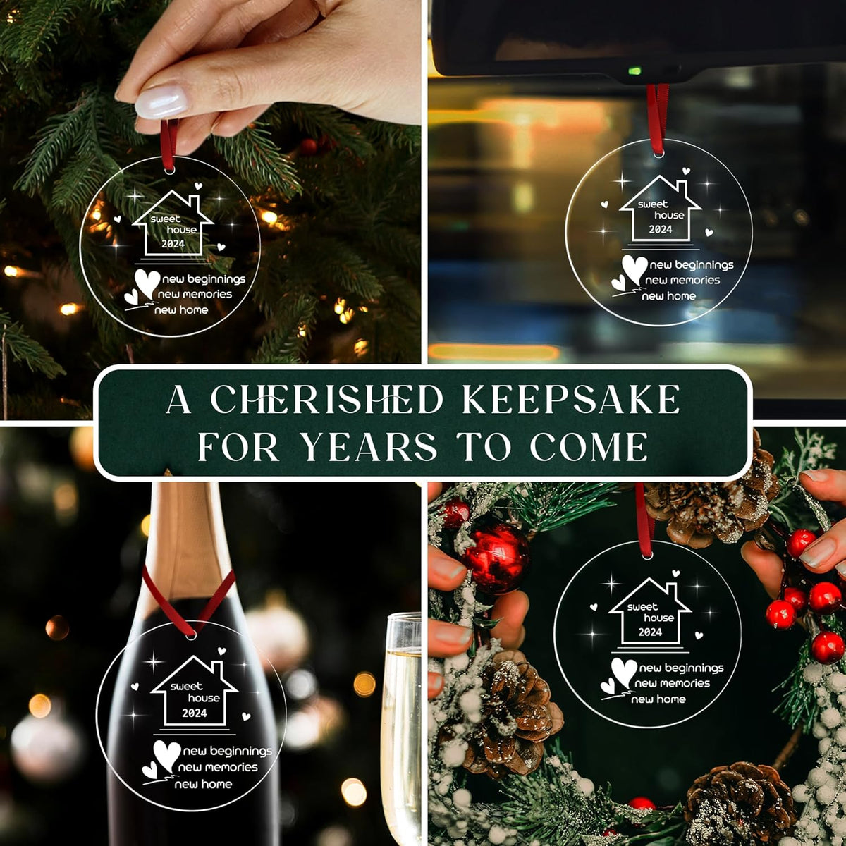New Home Ornament 2024 - Housewarming Gifts, 2024 Sweet Home, New House Presents for Women, Couple - New Home Gift Ideas 2024 for Christmas, Acrylic Ornament