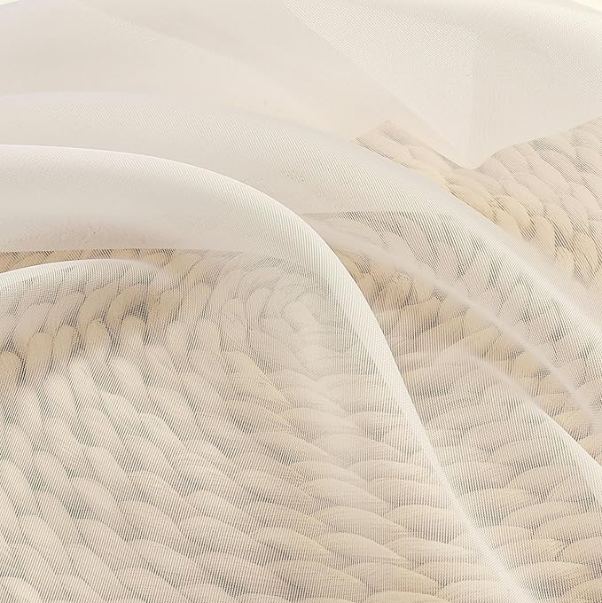 Cream Sheer Curtains 63 Inches Long 2 Panels - Image 6