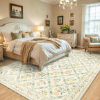 PLHXFR 6x9 Area Rug Living Room: Floral Washable Boho Carpet Beige Multi | - Image 3